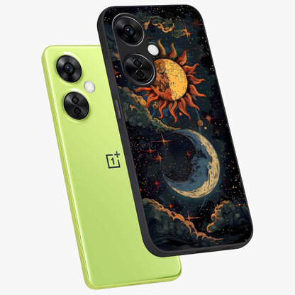 Sun and Moon Magic Design  Glass Case for OnePlus Nord CE 3 Lite |1+Nord CE 3 Lite