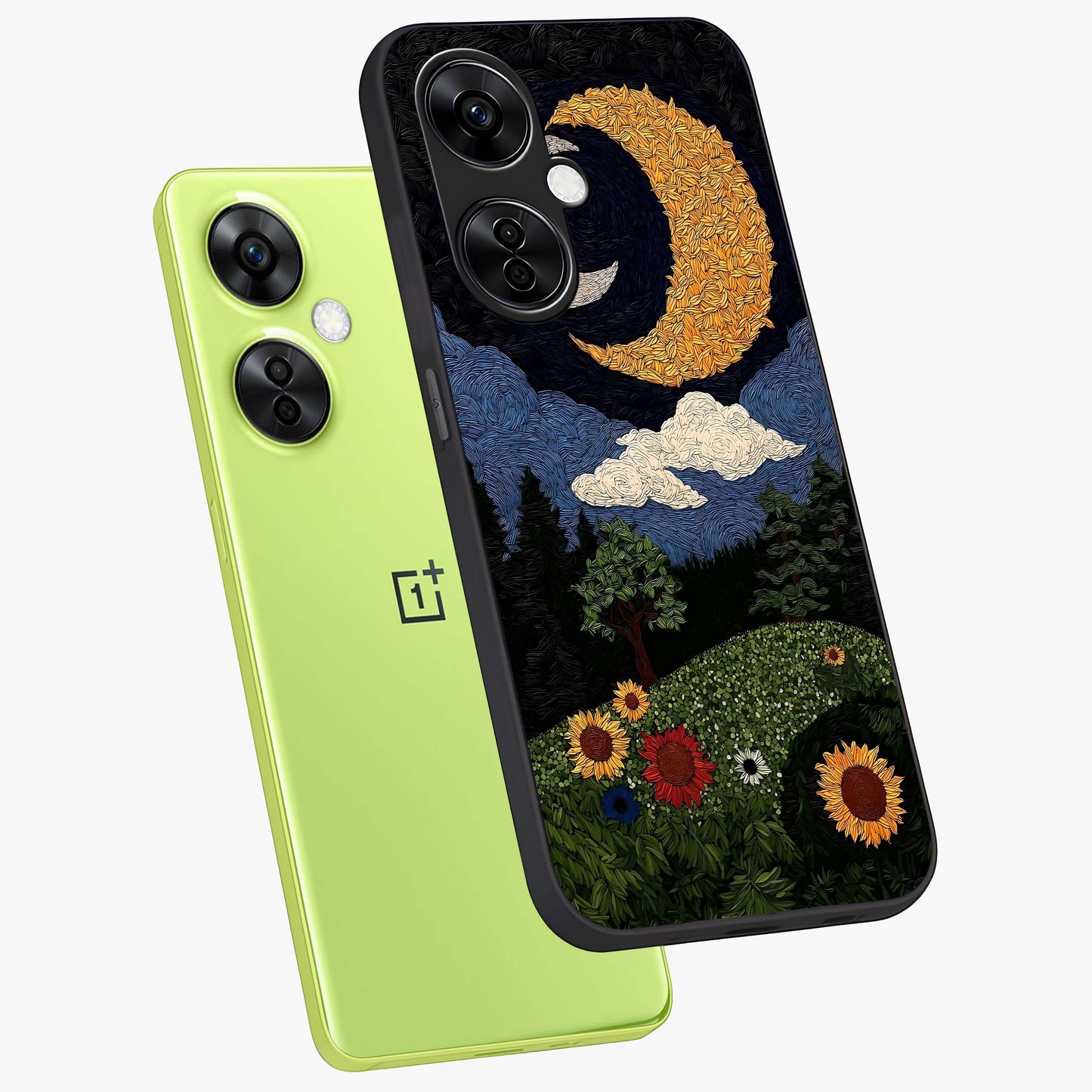 Sun and Moonflowers Glass Case for OnePlus Nord CE 3 Lite |1+Nord CE 3 Lite
