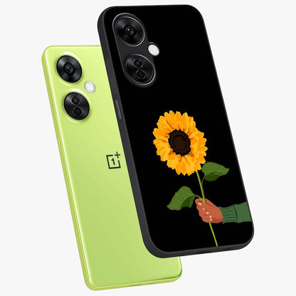 Sunflower Custom Name  Glass Case for OnePlus Nord CE 3 Lite |1+Nord CE 3 Lite