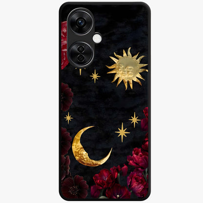 Sun Moon Flowers Glass Case for OnePlus Nord CE 3 Lite |1+Nord CE 3 Lite