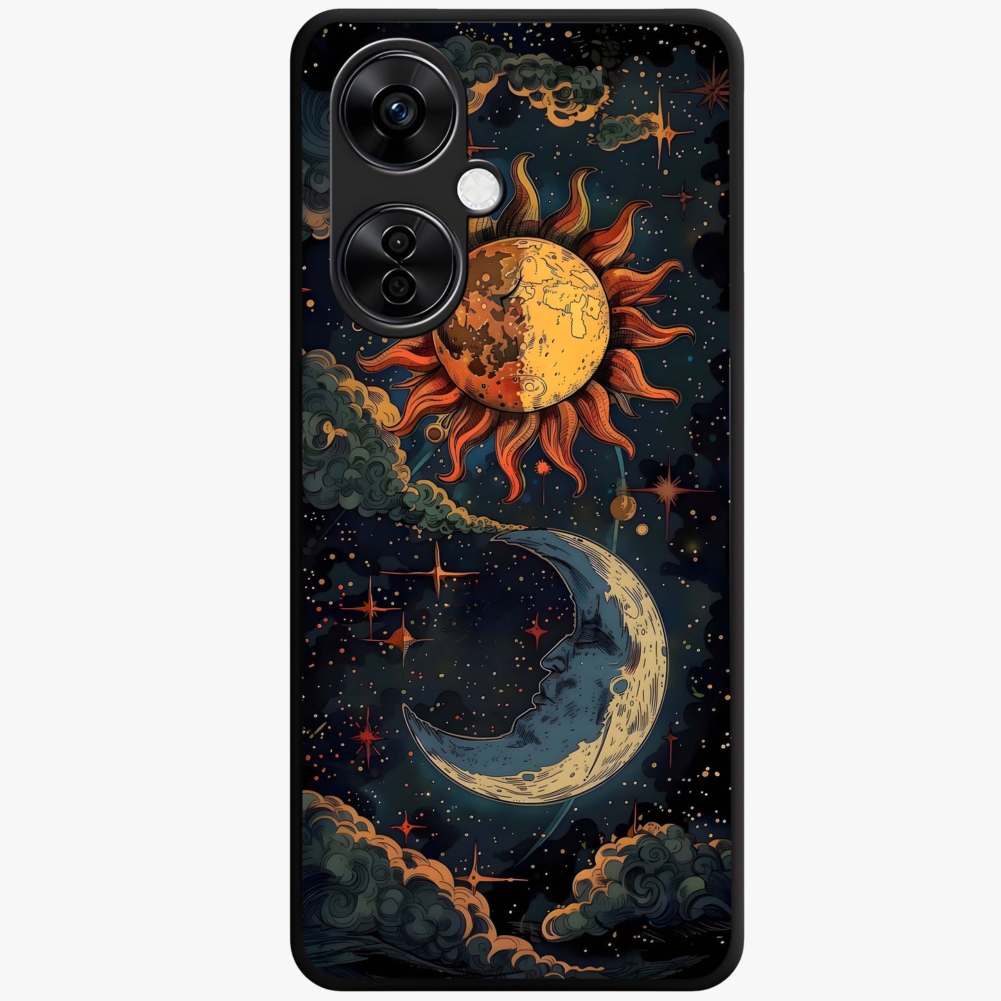 Sun and Moon Magic Design  Glass Case for OnePlus Nord CE 3 Lite |1+Nord CE 3 Lite