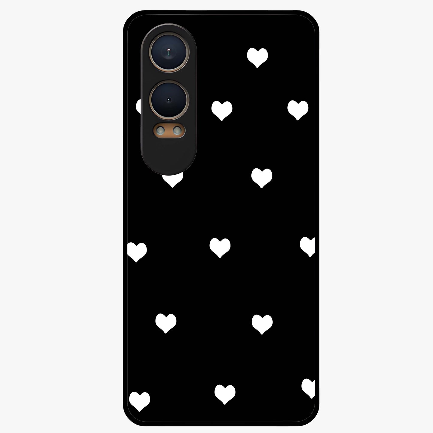 Cute and Simple White Hearts Glass Case for OnePlus Nord CE 4 Lite |1+Nord CE 4 Lite