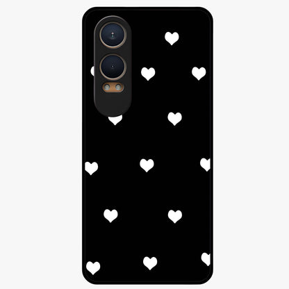 Cute and Simple White Hearts Glass Case for OnePlus Nord CE 4 Lite |1+Nord CE 4 Lite