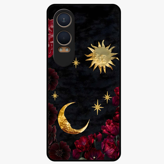 Sun Moon Flowers Glass Case for OnePlus Nord Ce 4 Lite |1+Nord Ce 4 Lite