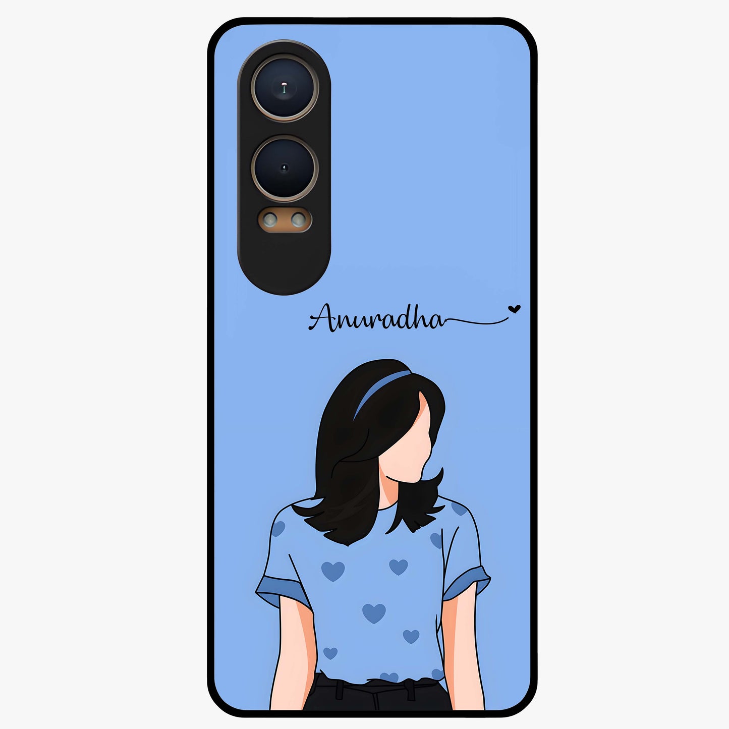 Soft Hearts Girl Custom Name Glass Case for OnePlus Nord CE 4 Lite |1+Nord CE 4 Lite