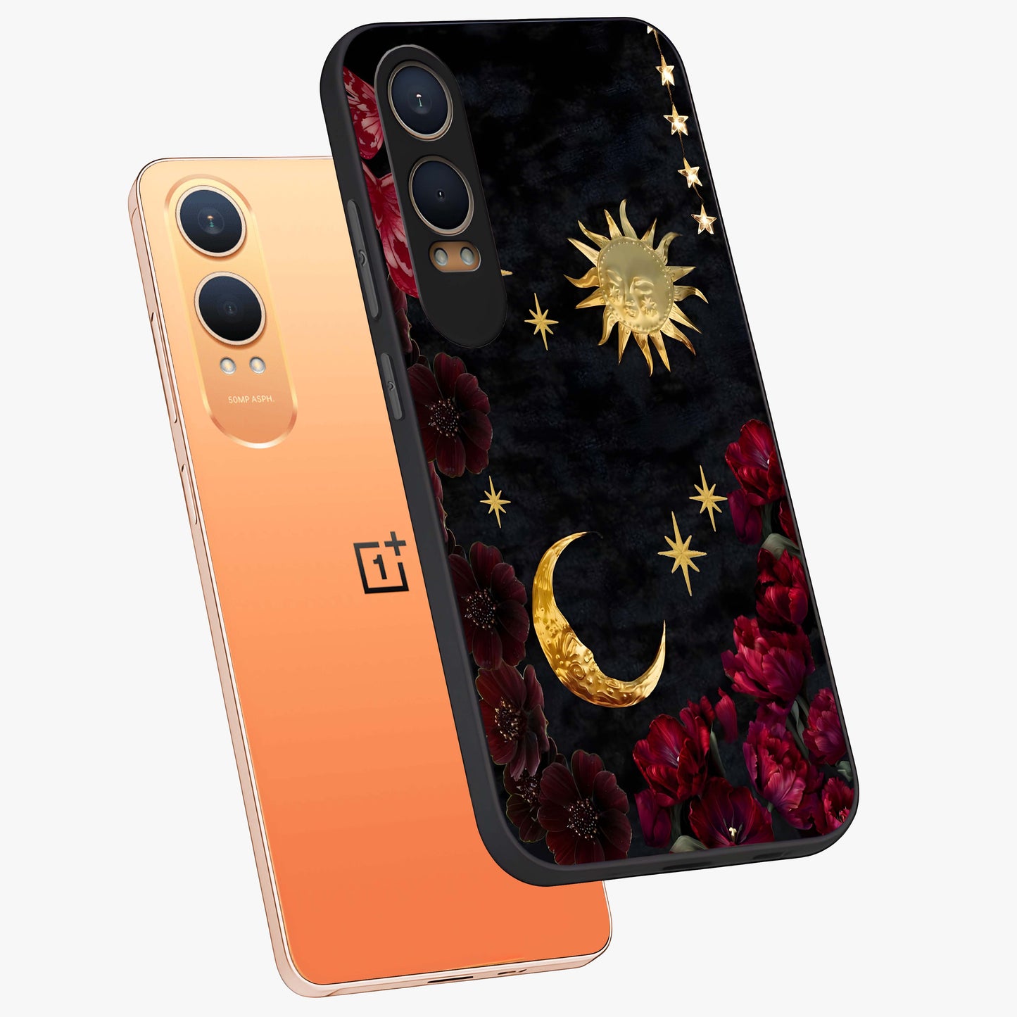 Sun Moon Flowers Glass Case for OnePlus Nord CE 4 Lite |1+Nord CE 4 Lite