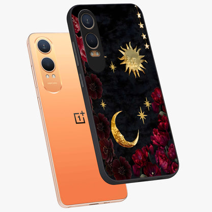 Sun Moon Flowers Glass Case for OnePlus Nord CE 4 Lite |1+Nord CE 4 Lite