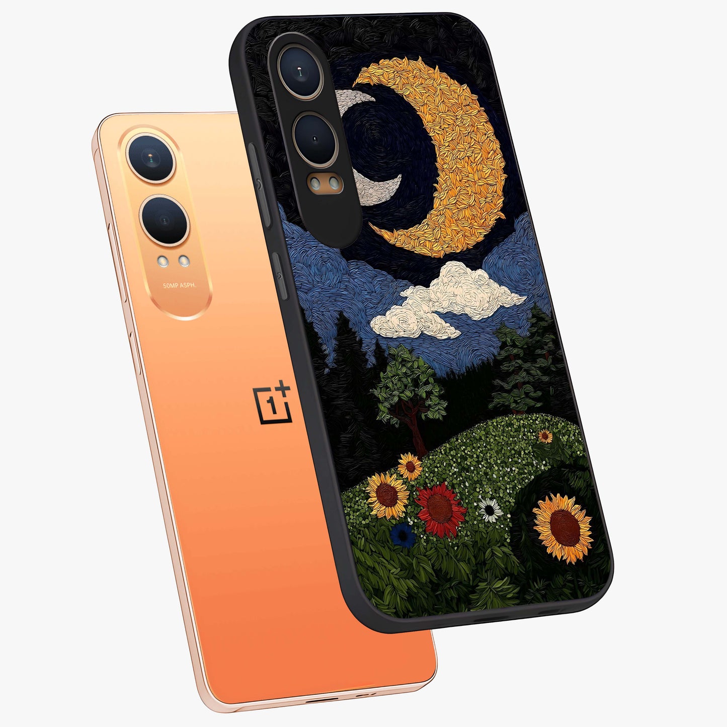 Sun and Moonflowers Glass Case for OnePlus Nord CE 4 Lite |1+Nord CE 4 Lite