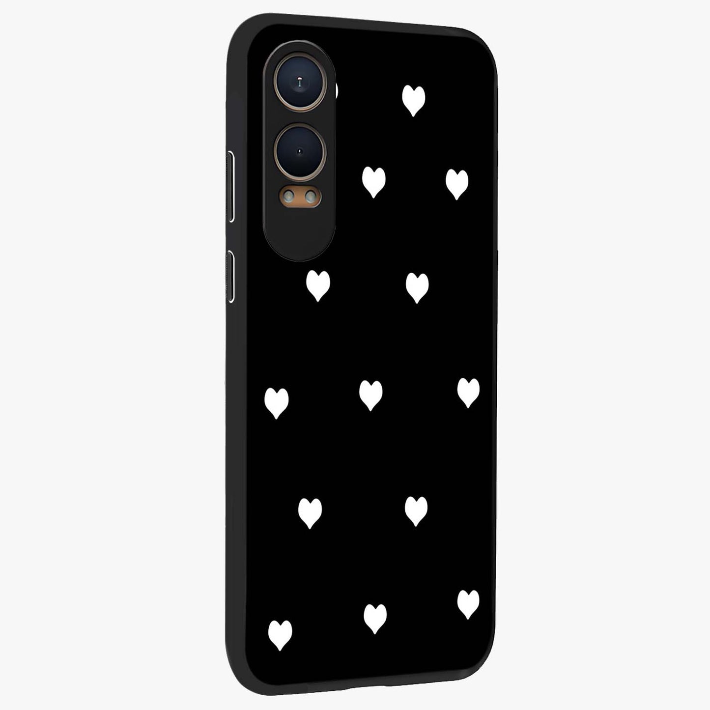 Cute and Simple White Hearts Glass Case for OnePlus Nord CE 4 Lite |1+Nord CE 4 Lite