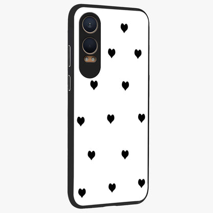 Cute and Simple Black Hearts Glass Case for OnePlus Nord CE 4 Lite |1+Nord CE 4 Lite