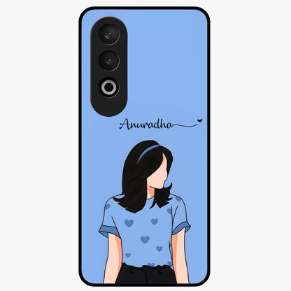 Soft Hearts Girl Custom Name Glass Case for OnePlus Nord CE 4 |1+Nord CE 4