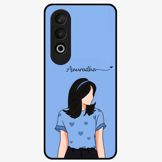 Soft Hearts Girl Custom Name Glass Case for OnePlus Nord CE 4 |1+Nord CE 4