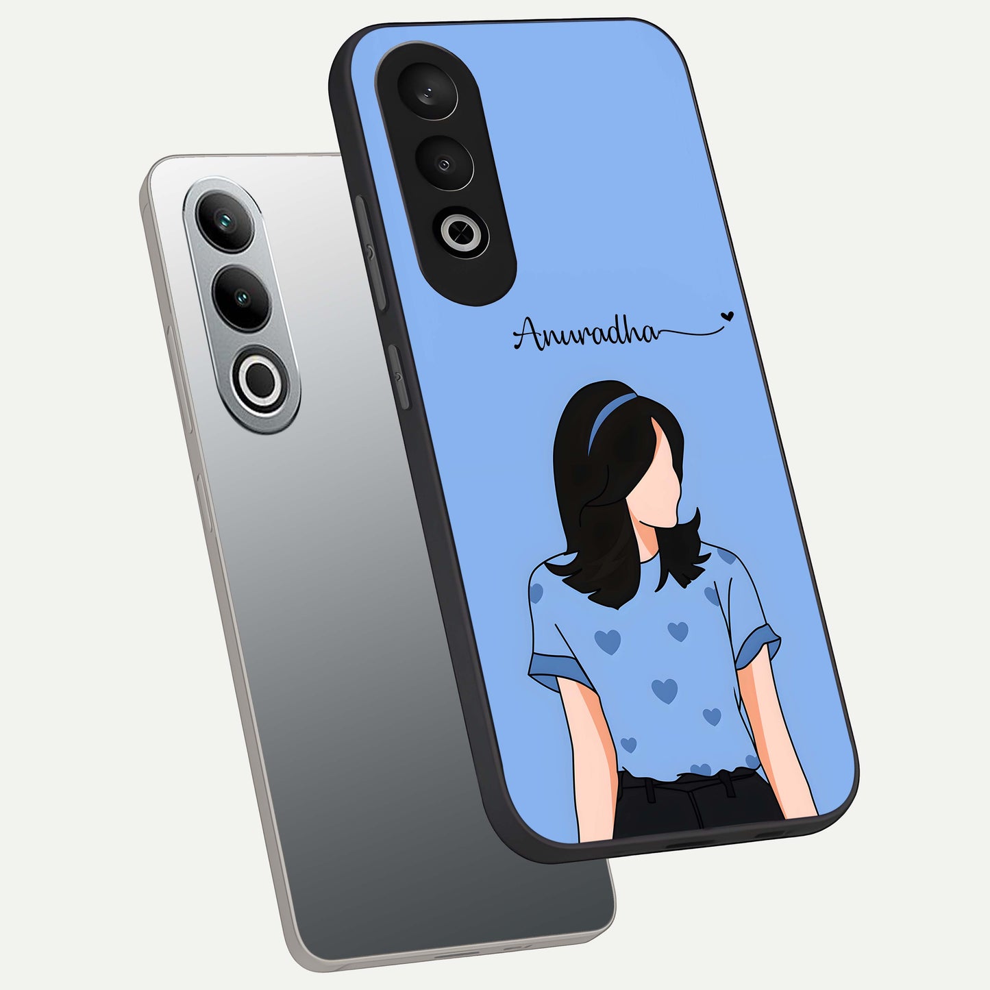 Soft Hearts Girl Custom Name Glass Case for OnePlus Nord CE 4 |1+Nord CE 4