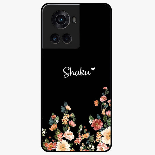 Floral Design With a Custom Personalized Name Glass Case for OnePlus 10R |1+10R