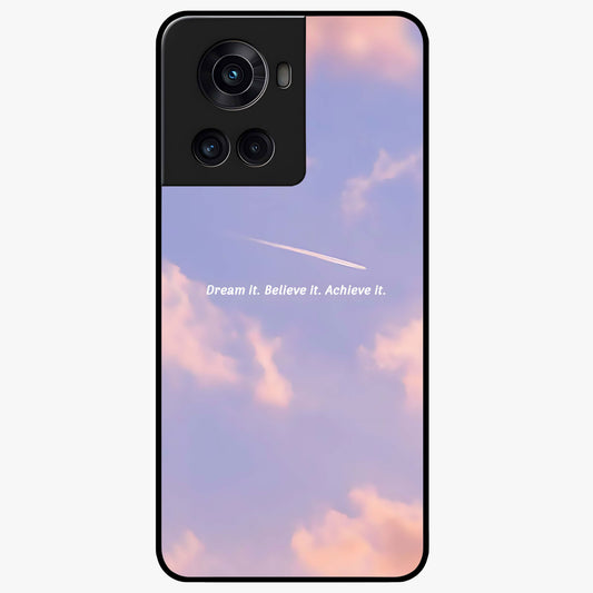 Aesthetic Clouds Dream Glass Case for 1+10R soft front view featuring dreamy pastel cloud artwork