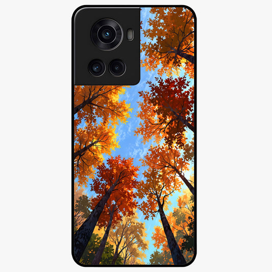 Amber Canopy Glow Glass Case for 1+10R warm front view featuring glowing forest canopy artwork