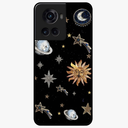 Beaded Cosmic Dreams Glass Case for 1+10R front view featuring celestial bead inspired cosmic artwork