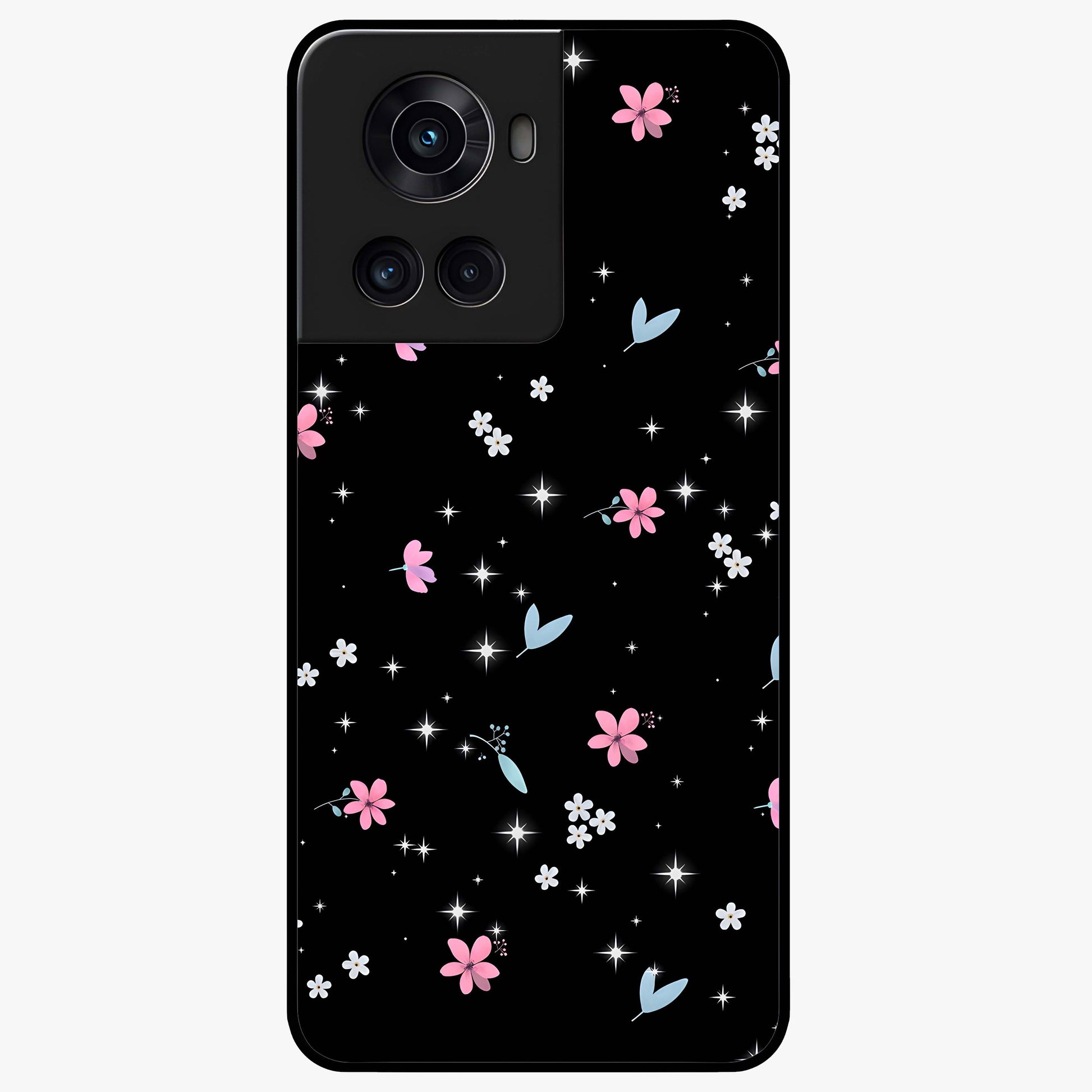 Black Aesthetic Wallpapers Glass Case for 1+10R bold front view featuring dark minimalist aesthetic artwork