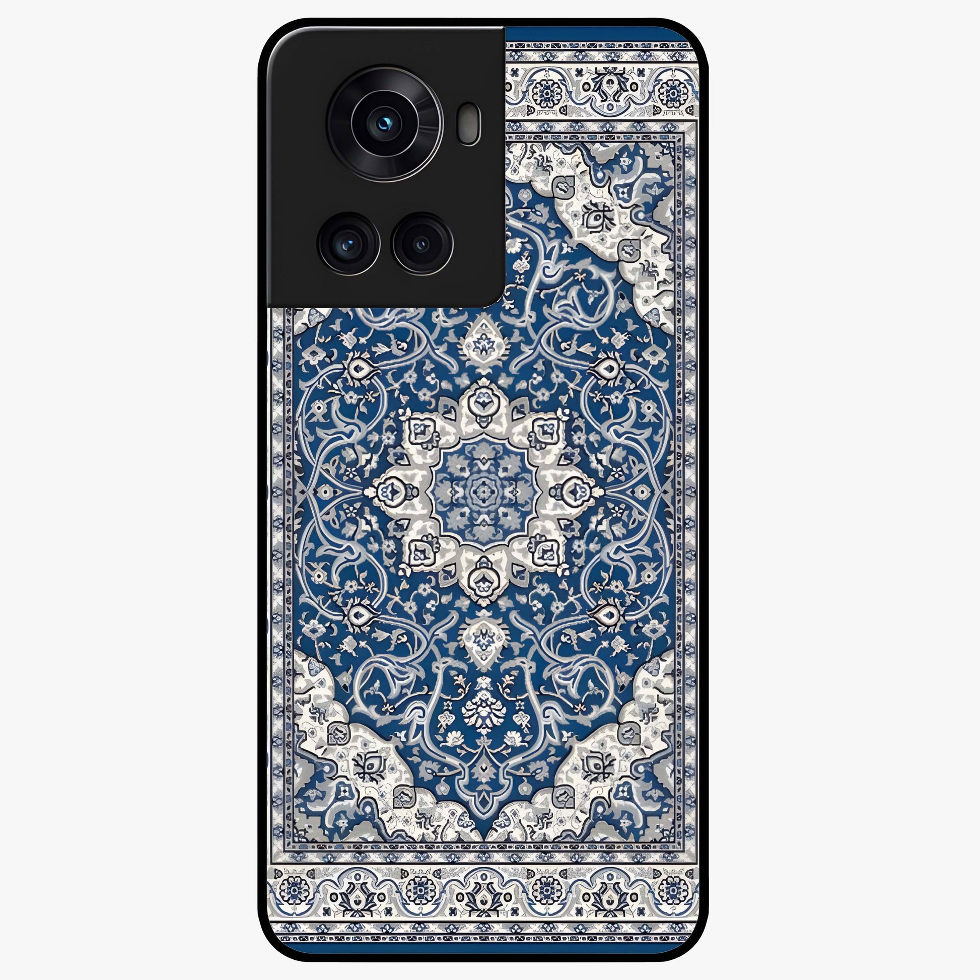 Blue Palace Dream Glass Case for 1+10R royal front view featuring palace inspired artwork in deep blue tones
