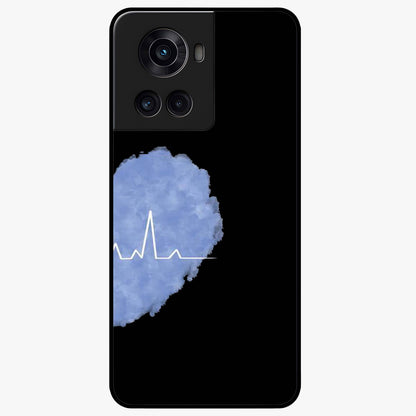 Blue Pulse Bond Glass Case for 1+10R bold front view featuring dynamic blue abstract pulse artwork