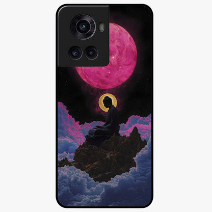 Buddha and Planets Glass Case for 1+10R serene front view featuring Buddha artwork with cosmic planetary background