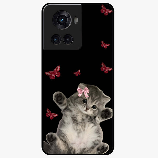 Butterfly Cat Bliss Glass Case for 1+10R charming front view featuring cat and butterfly aesthetic artwork