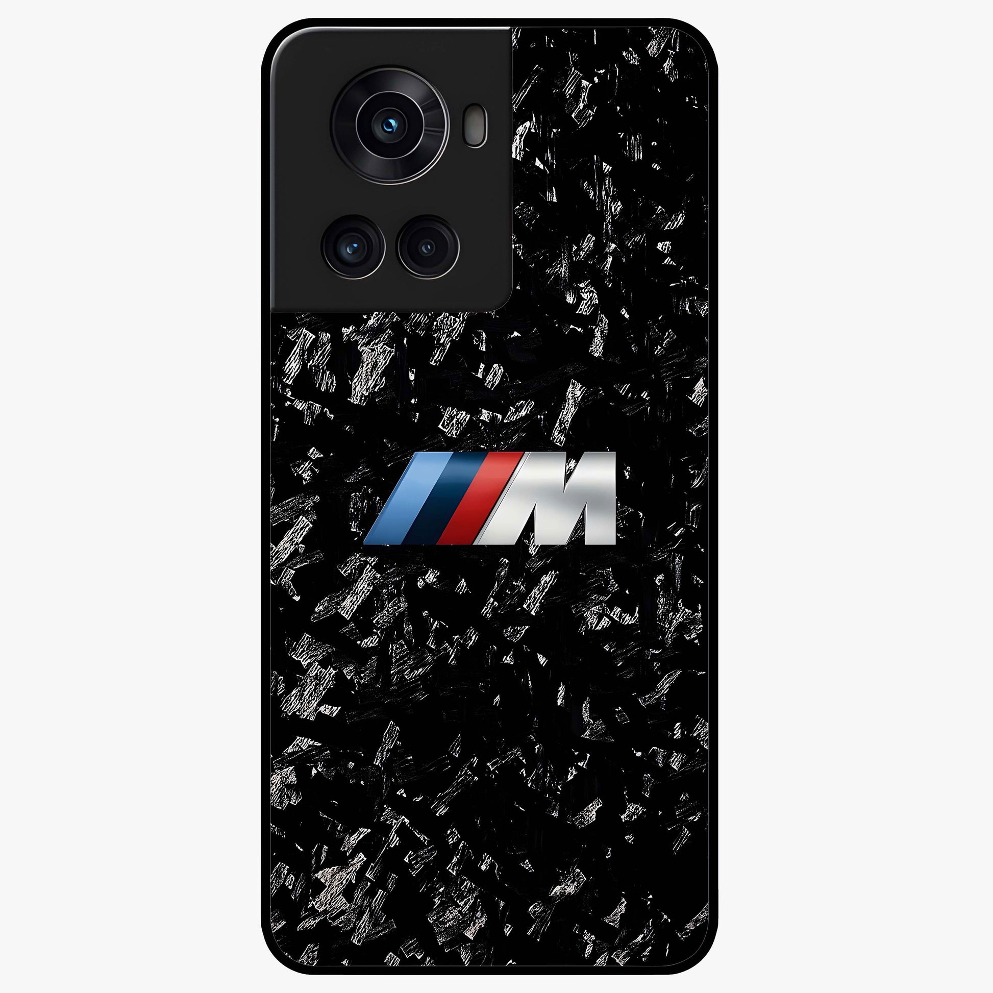 Carbon Speed Mark Glass Case for 1+10R bold front view featuring carbon fiber texture and racing inspired design