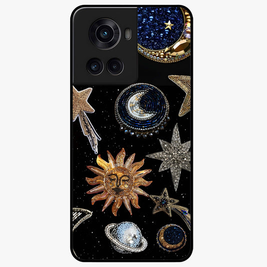 Celestial Gem Constellations Glass Case for 1+10R elegant front view featuring gemstone inspired constellation artwork