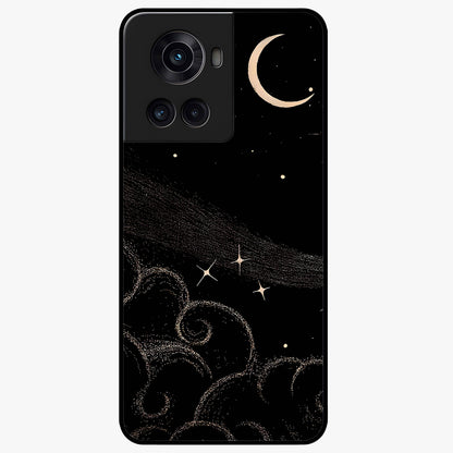 Celestial Midnight Veil Glass Case for 1+10R dramatic front view featuring deep midnight sky artwork