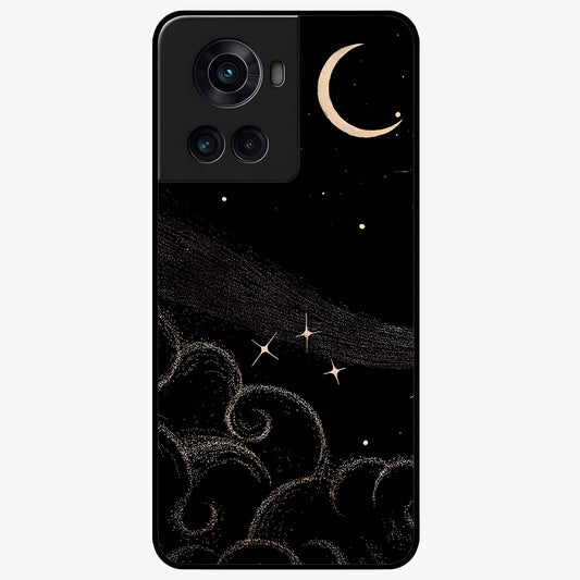 Celestial Midnight Veil Glass Case for 1+10R dramatic front view featuring deep midnight sky artwork