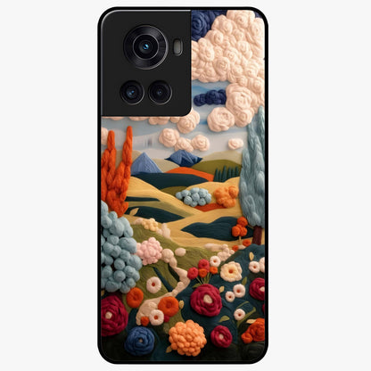 Cloud Cotton Meadows Printed Glass Case for 1+10R soft front view featuring dreamy meadow artwork with cloud inspired tones