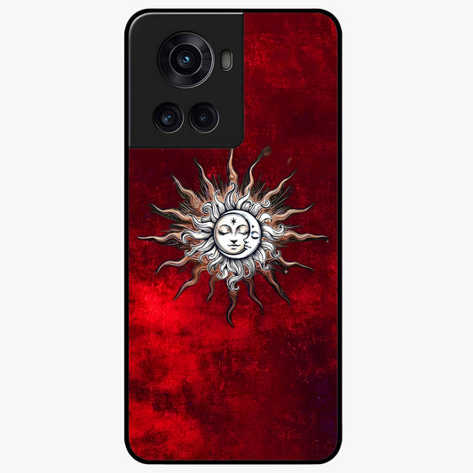 Cosmic Twin Eclipse Glass Case for 1+10R dramatic front view featuring dual eclipse artwork with deep space tones