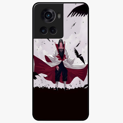 Crimson Crow Ascension Glass Case for 1+10R powerful front view featuring crow artwork with dark crimson background