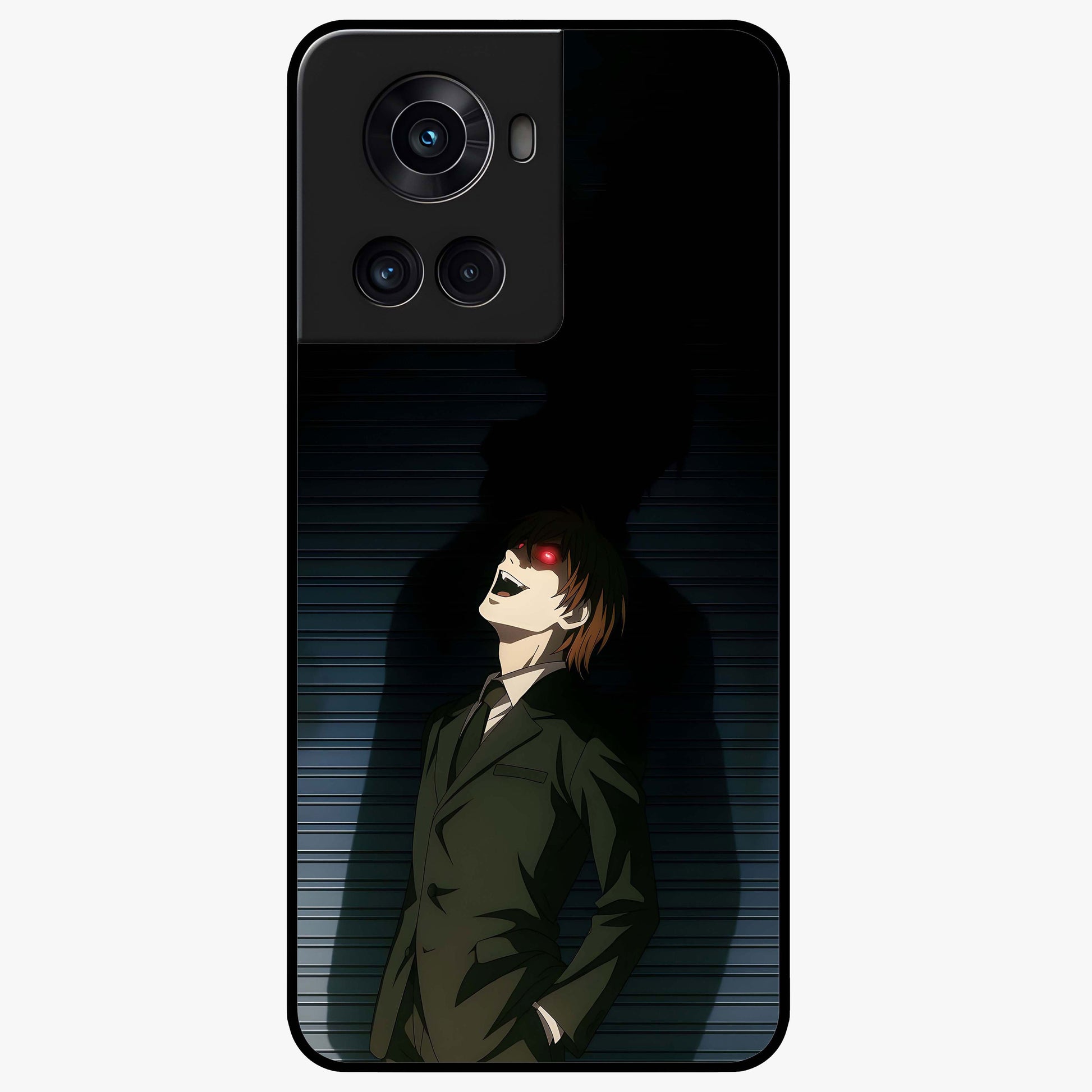 Crimson Shadow King Glass Case for 1+10R striking front view featuring bold shadow inspired crimson artwork