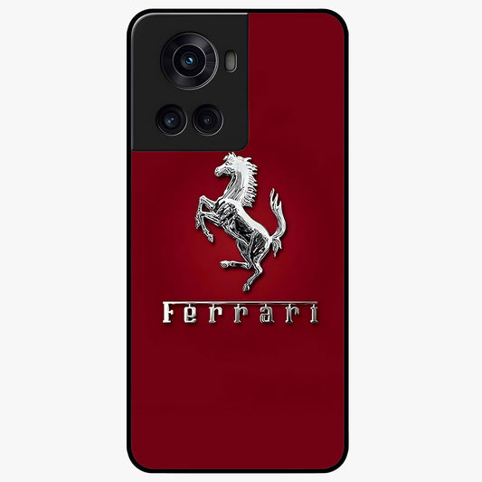Crimson Stallion Prestige Glass Case for 1+10R powerful front view featuring majestic stallion artwork in crimson tones