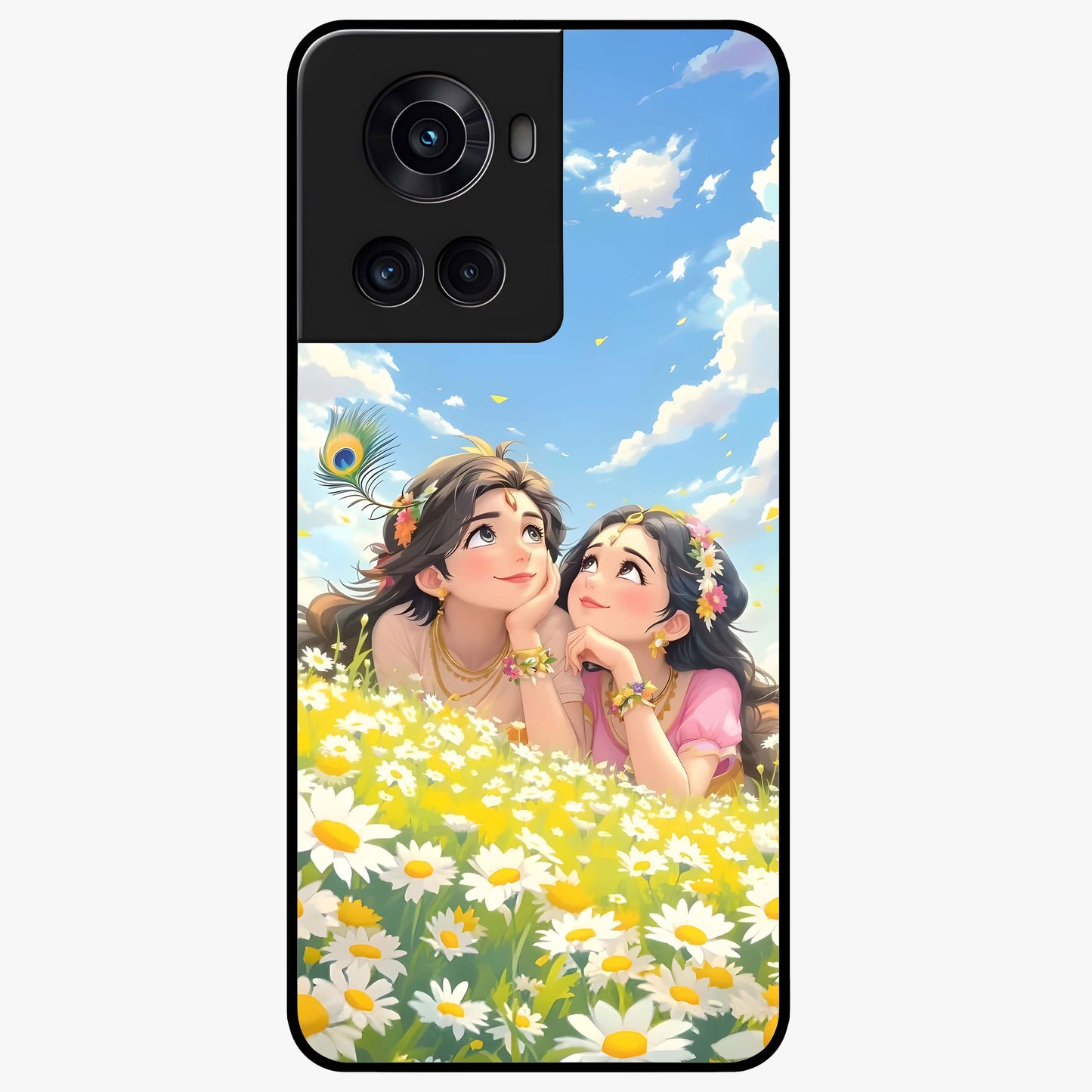 Daisy Daydream Love Glass Case for 1+10R soft front view featuring romantic daisy floral artwork