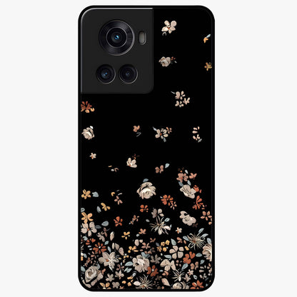 Dark Petal Aesthetic Glass Case for 1+10R elegant front view featuring moody floral artwork with deep tones