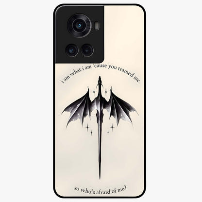 Dragon Quote Art Glass Case for 1+10R bold front view featuring dragon illustration with motivational quote artwork