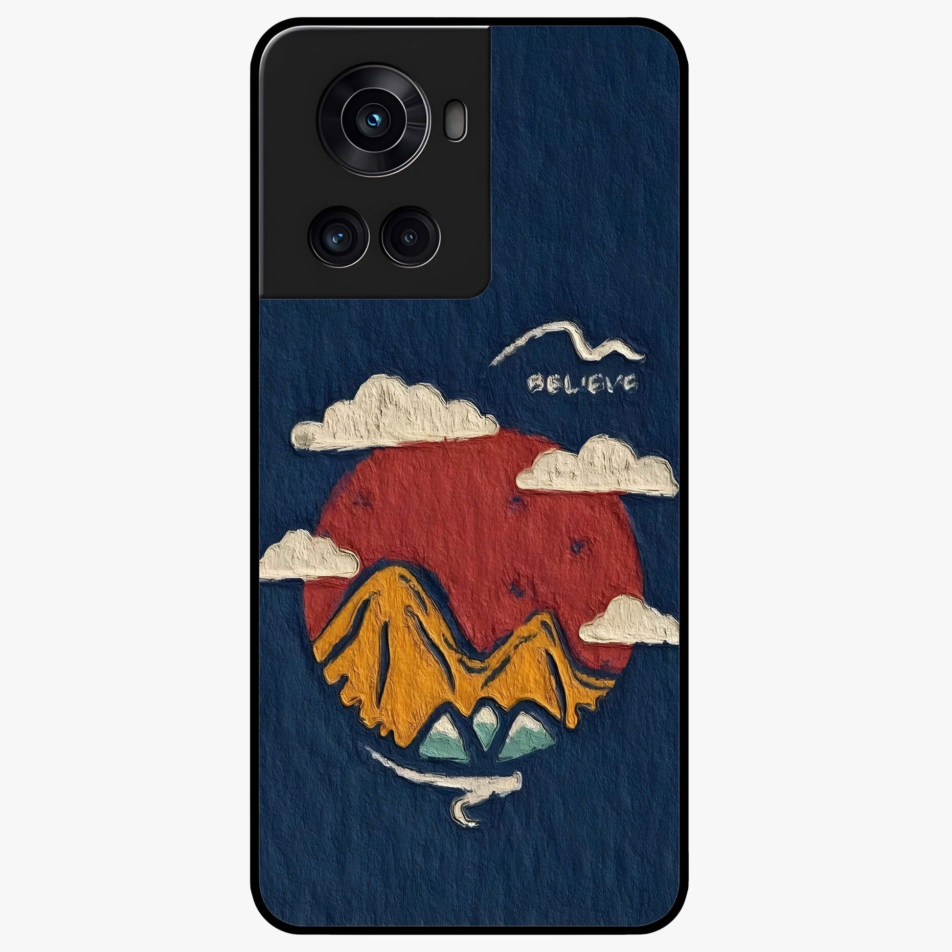 Dream Beyond Mountains Glass Case for 1+10R scenic front view featuring inspirational mountain landscape artwork