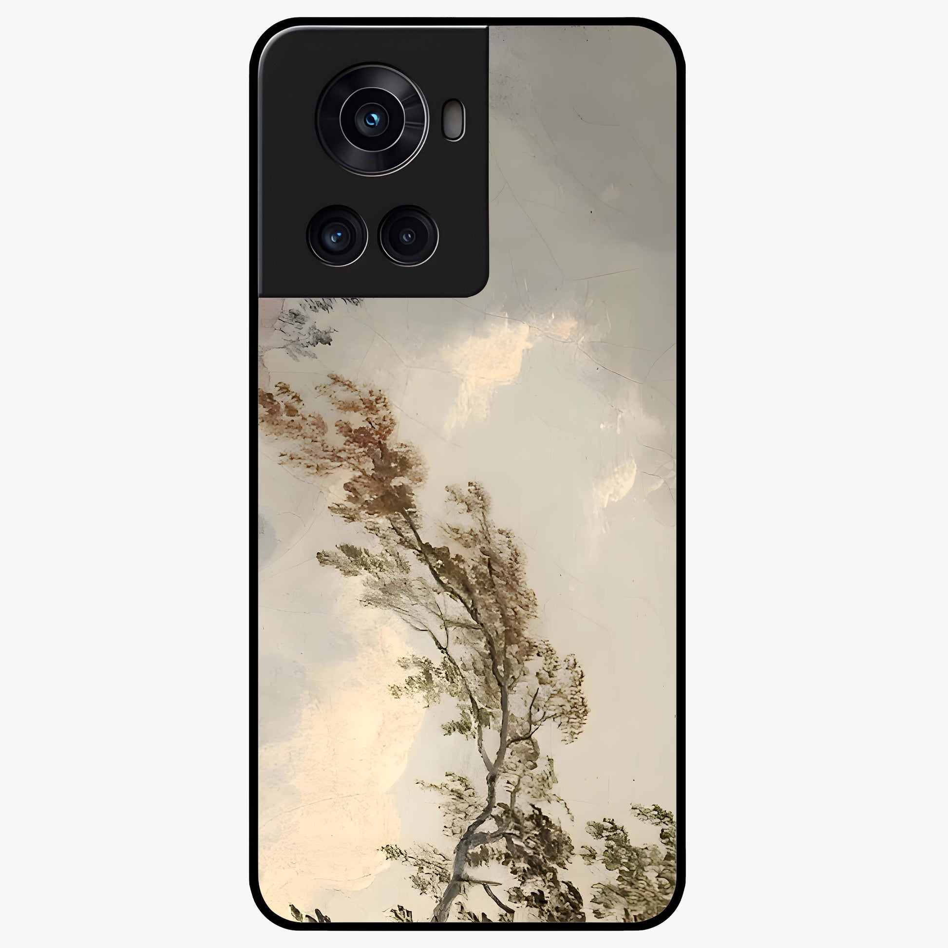 Dreamlike Wind Field Glass Case for 1+10R serene front view featuring flowing meadow artwork with soft wind inspired tones