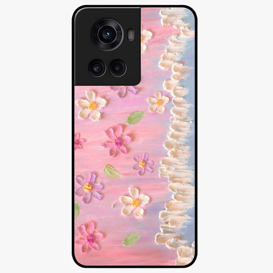 Dreamy Painted Garden Glass Case for 1+10R artistic front view featuring hand painted floral garden artwork