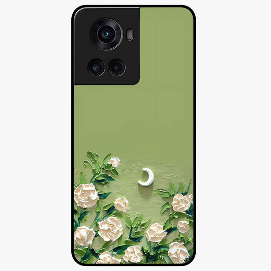 Emerald Bloom Calm Glass Case for 1+10R elegant front view featuring soothing emerald floral artwork