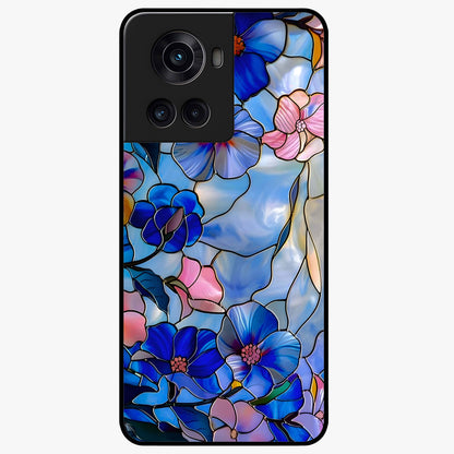 Eternal Floral Stained Glass Case for 1+10R elegant front view featuring stained glass inspired floral artwork