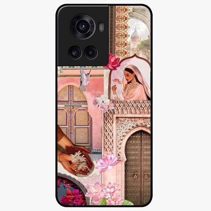 Floral Courtyard Muse Glass Case for 1+10R elegant front view featuring artistic courtyard floral artwork