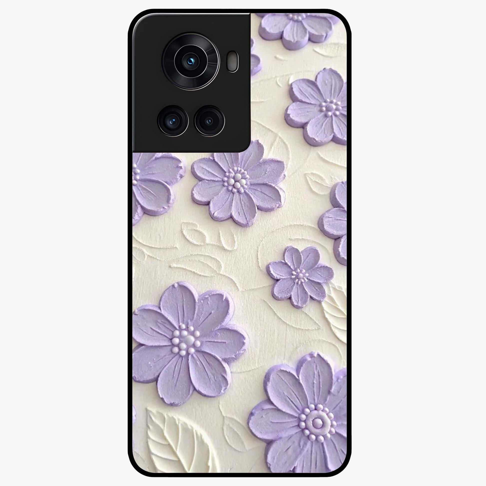 Floral Wall Art With Purple Flowers Glass Case for 1+10R stylish front view featuring purple floral artwork