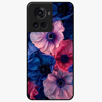 Flower Paper Art Pattern Glass Case for 1+10R creative front view featuring layered paper style floral artwork