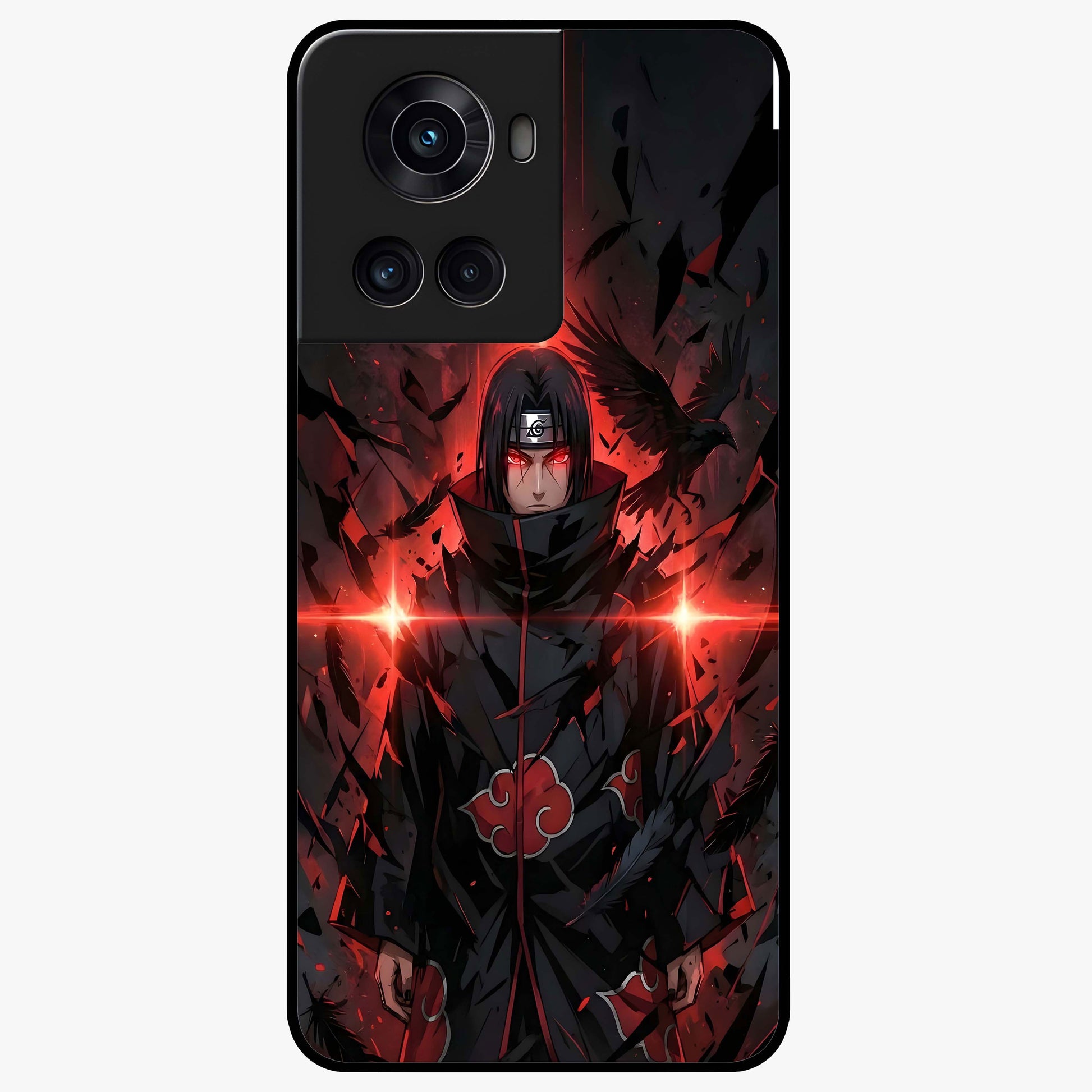 Focused Blade Discipline Glass Case for 1+10R bold front view featuring sharp blade inspired artistic artwork