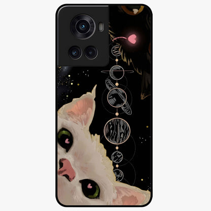 Galactic Cat Glass Case for 1+10R mystical front view featuring cat artwork against cosmic galaxy background