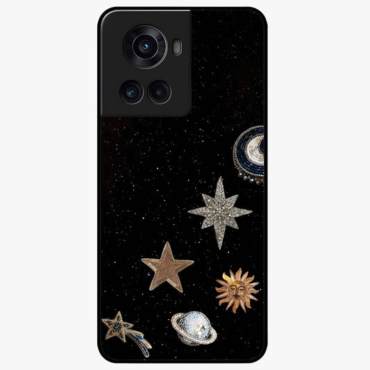 Galactic Charm Glow Glass Case for 1+10R radiant front view featuring glowing cosmic charm artwork