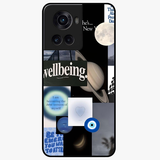 Galactic Energy Collage Glass Case for 1+10R artistic front view featuring layered cosmic collage artwork